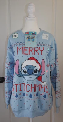Толстовка Disney Stitch Merry Stitchmas рождественская подсветка для взрослых размер XL и серьги - Изображение 1 из 4