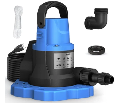 1 HP Automatic Swimming Pool Cover Pump, 115 V Submersible with 3/4” Check Valve - image 1 of 4