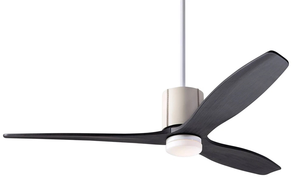 54" Modern Fan LeatherLuxe Gloss White Ebony LED Fan with Remote - Image 1 of 1