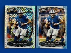 (2) Tarjetas refractor Matthew Stafford Xfractor y onda azul Topps 2014 cromadas #73 - Imagen 1 de 2