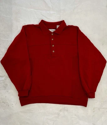Suéter Henley Vintage Sears Roebucks Talla Grande Rojo Desteñido Sólido En Blanco Básico  Foto 1 de 4