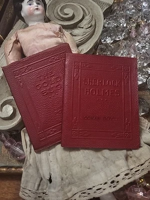 Poe & Sherlock Holmes Pair Chippy Red Cover Antique Little Leather Library 1920  - Image 1 of 4