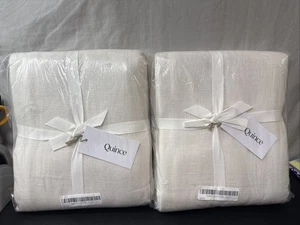 Quince European Linen True Blackout Curtains (Set Of 2) •White - 48 X 96•  - Picture 1 of 5