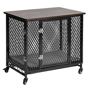 aivituvin Dog Crate Furniture, Side End Table with Tray, Cushion and Casters - Afbeelding 1 van 6