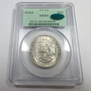 1946 P PCGS CAC MS65 - Silver Iowa Commemorative Half Dollar 50c US Coin #55579A - Picture 1 of 3