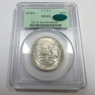 1946 P PCGS CAC MS65 - Silver Iowa Commemorative Half Dollar 50c US Coin #55579A - Image 1 of 3