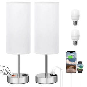 Nachttischlampen für Schlafzimmer 2er Set - Touch Lampe für Nachttisch mit USB... - Bild 1 von 8