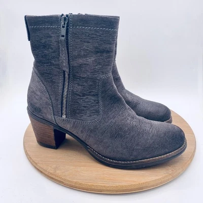 Taos Shaka Boots Womens 10 Taupe Gray Leather Ankle Zip Heels - Image 1 of 4