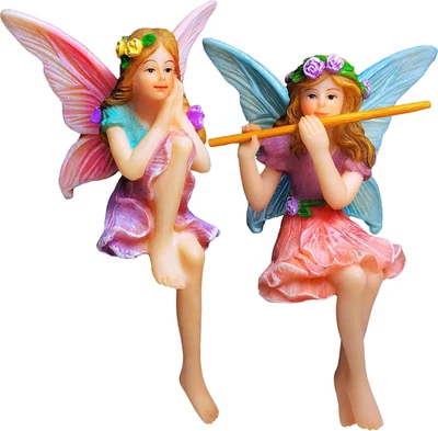 Fairy Garden - Miniature Fairies Figurines - Sitting Girls Set of 2 Pcs - for Ou - Image 1 of 4