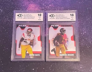 2017 Sage Hit Premier Draft Peak Performance Graded BCCG 10 Justin Davis 2 Card - Picture 1 of 2