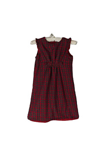 Lands' End Sz 8 Girl's Red Plaid Sleeveless Lined Dress