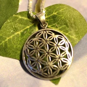 Blume des Lebens Schmuck Anhänger mit Kette Schutz Amulett Talisman 925er Silber - Bild 1 von 3