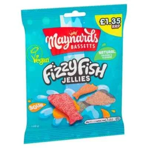 Maynards Bassetts Fizzy Fish Sweets Bolsa Paquete de 130g x2 (C-3) - Imagen 1 de 1