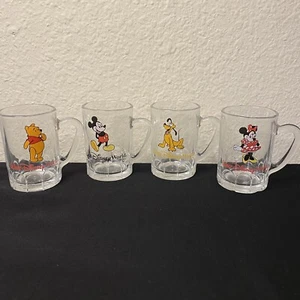 Walt Disney World Mini Glas Becher Schnapsgläser Frankreich 4er Set Mickey Pooh 3" - Bild 1 von 9