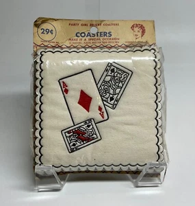 NOS VTG Party Girl Deluxe Paper Drink Coasters Playing Card Suits Theme - Picture 1 of 6