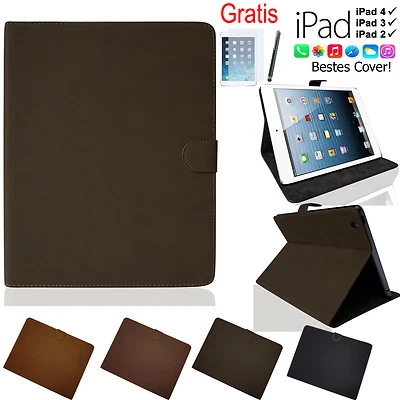 VELOURS Flip Case für iPad 4 / 3 / 2 Schutz Hülle Smart Cover Tasche Etui Folie  - Bild 1 von 4