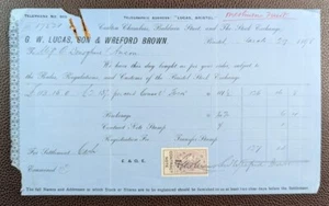 1898 G.W. Lucas Son & Wreford Brown Stock Exchange Bristol Purchase Receipt - Picture 1 of 1