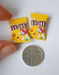 DOLLS HOUSE MINIATURE FOOD 1:12 * 2 X PEANUT M+M PACKS * COMBINED P+P - Picture 1 of 3
