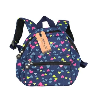 Imiflow Kids Backpack Blue Colorful Hearts All Over Girls Small Book Bag 9”x 10” - Picture 1 of 11