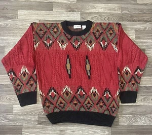 Vintage Bachrach Acrylic Knit Sweater Men’s Large Aztec Navajo Geometric 90s - Picture 1 of 7