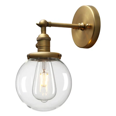 5.9" Glass Globe Antique Retro Industrial Wall Lamp Sconce Indoor Light w Switch - Image 1 of 4