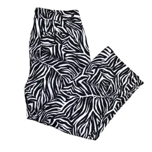 JONES NEW YORK SPORT Size 14 Women's Pants Cropped Relaxed Fit Black White Print - Picture 1 of 8