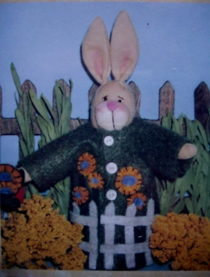 6" Little Posie standing dress rabbit  primitive doll toy  decor  pattern - Image 1 of 3