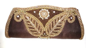 Embroidered Hand Beaded Rhinestone Paisley Discovery Purse or Evening Bag - Picture 1 of 12