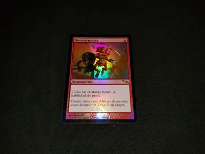 MTG 1x Mirrodin red rare LP Spanish FOIL Mass Hysteria - ships w/ tracking - Image 1 of 2