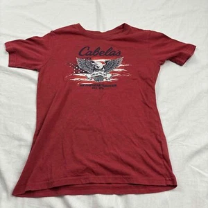Cabela's Bass Pro Shops Unisex T-Shirt Red Graphic Crew Neck Large - Picture 1 of 9