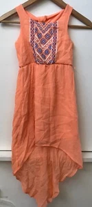 Xhilaration Girl's Dress Size S Small Orange High-Low Embroidered Sleeveless - Picture 1 of 4