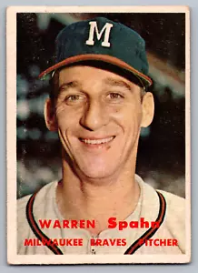 1957 TOPPS #90 WARREN SPAHN BRAVES - Picture 1 of 3