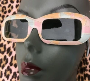 1960s WOMEN MOD SUNGLASSES~RECTANGULAR FRAME & PUCCI PRINT~MADE IN ITALY~ UNUSED - Picture 1 of 10