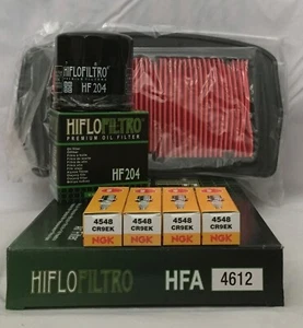 Service Kit For YAMAHA FZ6 / FAZER / S2 (Air / Oil Filter and 4 x Spark Plugs) - Picture 1 of 6