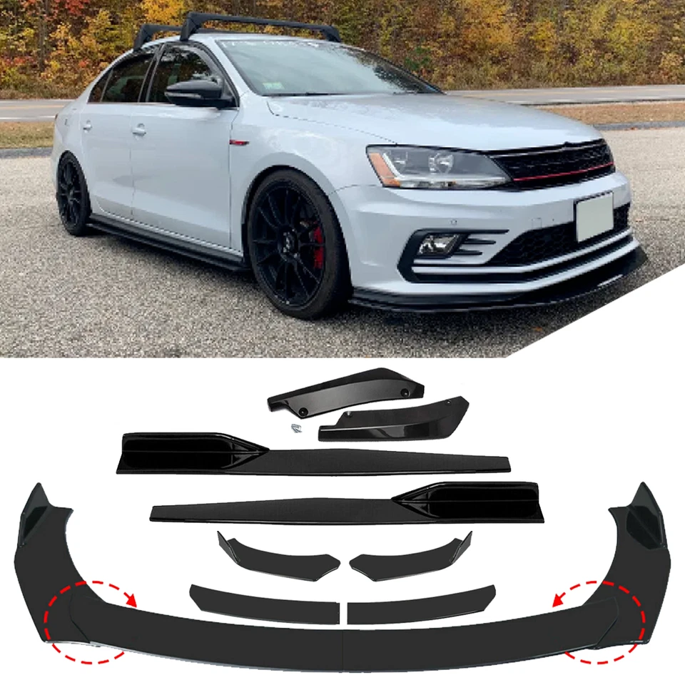 For Volkswagen Jetta Front Bumper Spoiler Body Kit /Side Skirt /Rear Lip Glossy Foto 1 de 4
