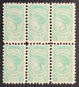 1901 Victoria Australia Blk 6X1/2d Blue Grn Postage stamps WMK V/Crn S/ways Mint - Bild 1 von 2