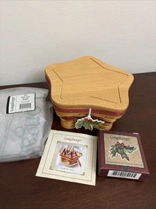 Longaberger Korbdeckel gewebt braun rot kleiner Stern Kunststoffschutz zum Binden 2001 - Bild 1 von 10