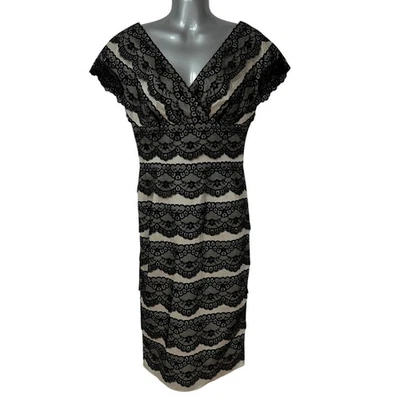 Adrianna Papell Dress Black Gray Lace Bandage Bodycon Formal Event Womens Size 4 - Image 1 of 4