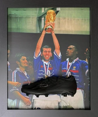 FRAMED ZINEDINE ZIDANE SIGNED ADIDAS FOOTBALL BOOT SEE PROOF FRANCE REAL MADRID - Image 1 of 4