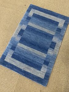 2 X 3 Stunning Tribal Oriental Rug new carpet Gabbeh hand made Blue Woven Rare