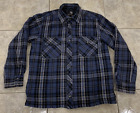 Men's Large BC Clothing Plaid Snap Quilted Lined Flannel Shirt Jacket Shacket