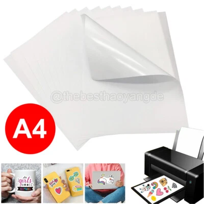 A4 Selbstklebend Wasserdicht Klebefolien Aufkleberfolie Für Inkjet/Laserdrucker - Bild 1 von 4