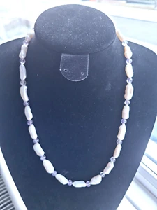 Handgefertigte Süßwasser Zucht Biwa Perle und Amethyst Halskette - Bild 1 von 3