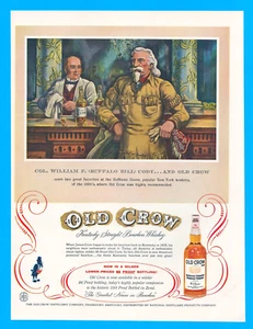 1957 Western Buffalo Bill Cody Kentucky bourbon ART PRINT AD liquor saloon bar - Picture 1 of 3
