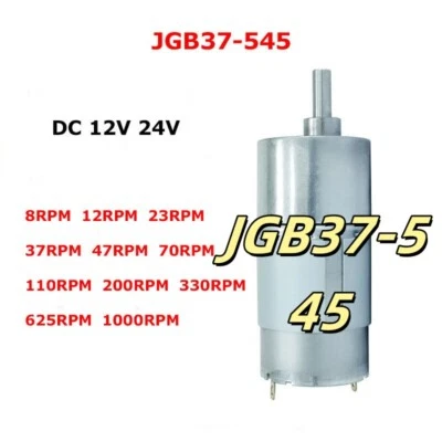 12V 24V DC Gear Motors 8RPM~1000RPM Large Torque Speed Reduction Motor JGB37-545 - Image 1 of 4