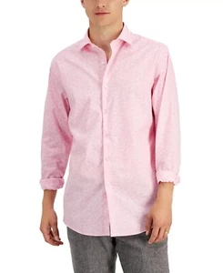 Bar III Men's Slim Flit Floral Stretch Dress Shirt, Pink, S (14-14.5) - Picture 1 of 1