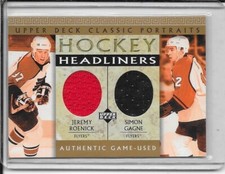 2002-03 Classic Portraits Jeremy Roenick/Simon Gagne Headliners Dual Jersey