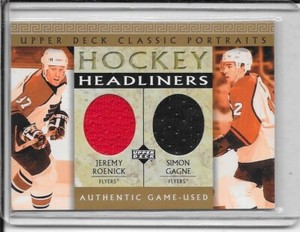 2002-03 Classic Portraits Jeremy Roenick/Simon Gagne Headliners Dual Jersey