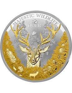 5 oz 10$ Samoa Silbermünze Majestic Wildlife - Deer (Hirsch) 2024 PL - Picture 1 of 3