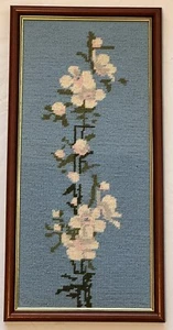 Vintage Completed Framed Comesperma Integerrimium Cross Stitch Embroidery - Picture 1 of 5